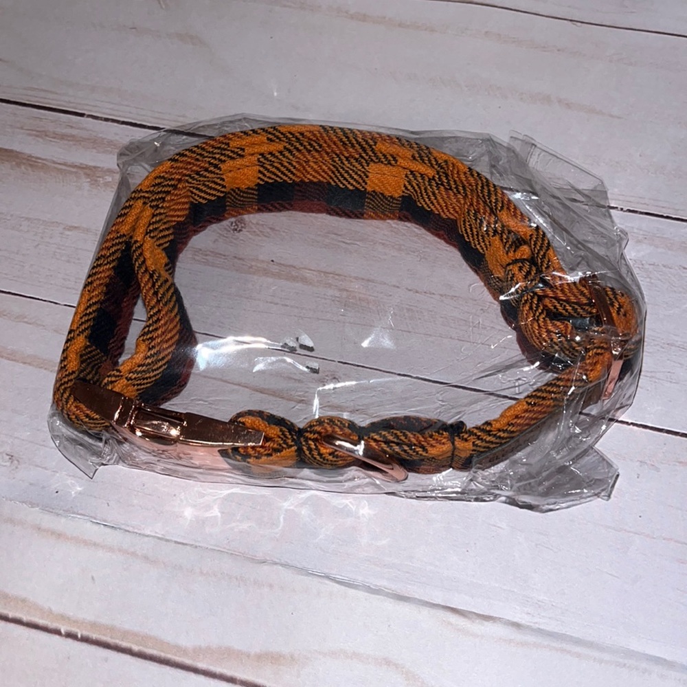 Dog collar Elegant Little Tail orange and black plaid